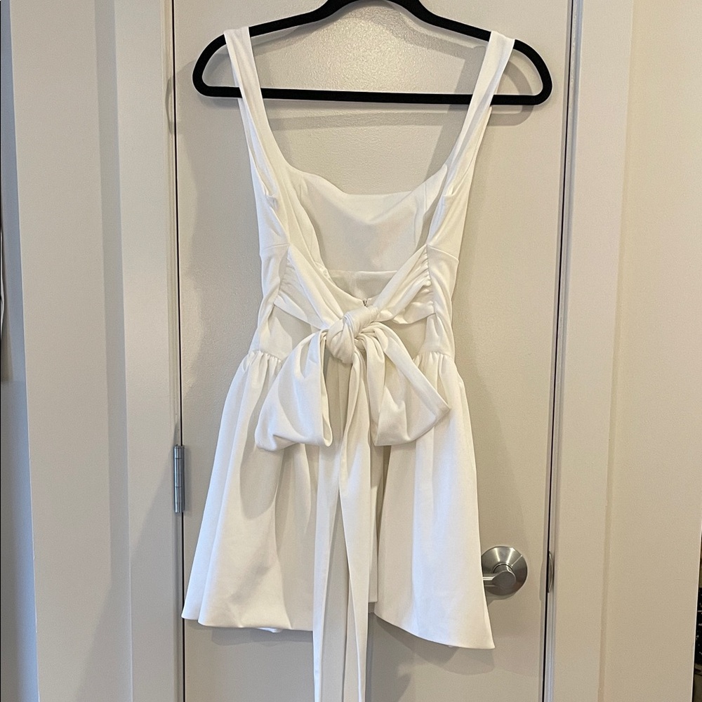 Florianne Ivory Cotton Bow Mini Dress - Picture 4 of 5